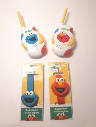 Sesame Street Collectibles - Set Of Watches And Walkie Talkies.  Elmo/cookie Mon.