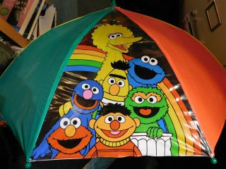 Vintage Rare Sesame Street Kids Umbrella Elmo Grover Oscar Jim Henson Parts/disp