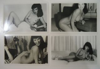 4 Vintage Bettie Page Pin - Up/risque Photos_3 3/4 X 5 3/4 " Set B