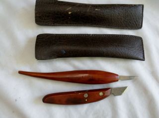 Vintage Set Of 2 Custom Lyons Carving Chisel Wood Tools
