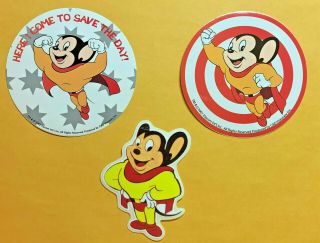 3 Rare Vintage (2001 - 2002) Mighty Mouse Vinyl Stickers - Usa Zip S&h