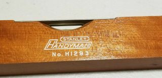 Vintage Stanley Handyman Bubble Level Wood 9 " No.  H1293 Torpedo Shape Usa