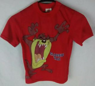 Taz Tasmanian Devil Looney Tunes Youth Size Medium 8 10 T Shirt Red Vintage 1998