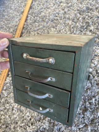 Vintage Metal Chest 4 Drawer Organizer Machinist Tool Small Storage Wards Master