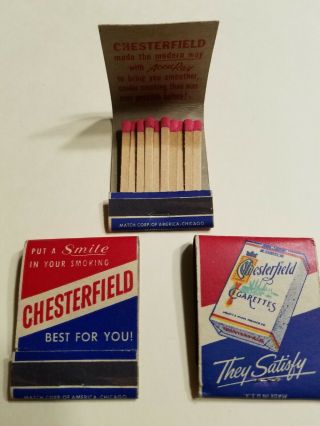 Vintage Chesterfield Cigarettes Matchbooks W Matches
