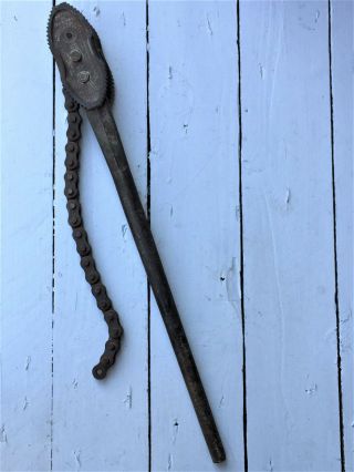 Antique Vulcan Bijaw Chain Pipe Wrench 32,  J.  H.  Williams & Co