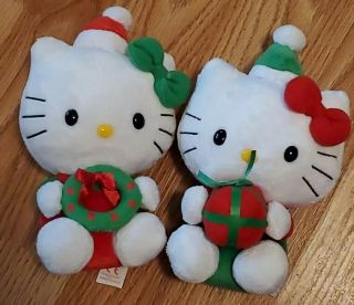 Set Of 2 Ty Hello Kitty Christmas Beanie Baby Babies Retired 8 "