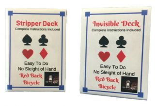 London Magic Red Stripper Deck,  Invisible Deck,  125,  Tricks Combo
