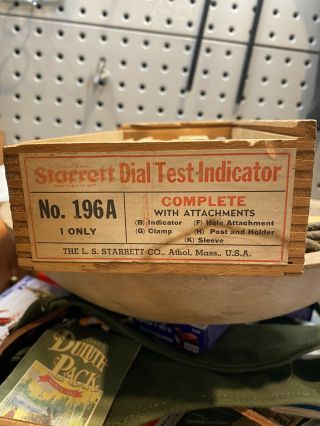 Vintage Starrett No.  196a Dial Test Indicator Set Complete Very Kool