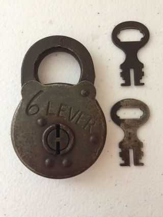 6 Lever Padlock - Made In Usa - Vintage - With 2 Keys