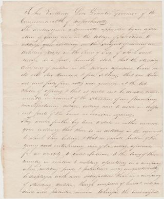 1826 Troy Fall River Ma Letter To Gov Levi Lincoln Want Militia Artillery Corps