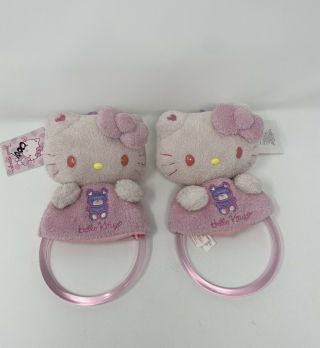 Nwt 2010 Rare Sanrio Hello Kitty Pink Towel Holder Rack Plush Set Of 2