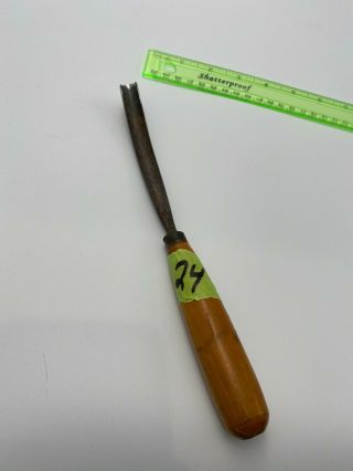 Vintage Buck Brothers Wood Carving Chisel Bent Shallow 1/2 Inch Gouge Turning 24
