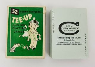 Vintage Tee Up Golf Funny Cartoon Playing Cards Deck Complete Plastic Coated