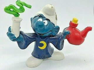 Smurfs 20116 Alchemist 1979 Smurf Wizard Rare Vintage Toy Figure Pvc Peyo