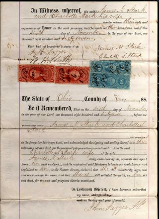 H059 1867 Mortgage - Knox County,  Ohio - C/w R68c,  R59c Revenue Stamp