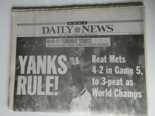 York Yankees Win World Series 2000 York Daily News Newspaper Subway