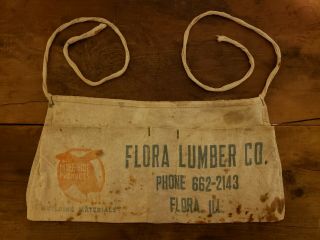 Defunct Flora Lumber Company Nail Pouch Apron Tool Belt From Flora,  Illinois