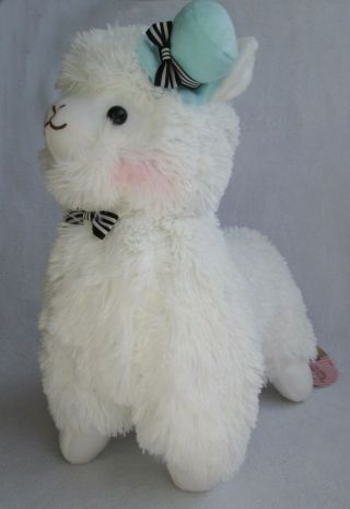 14 " Japan Amuse Arpakasso Alpacasso Alpaca Plush Doll With Hat White