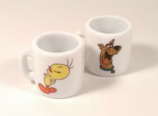 Scooby Doo & Tweety Bird Mini Mug 1 1/4 " Ceramic Set Hanna Barbera Looney Tunes