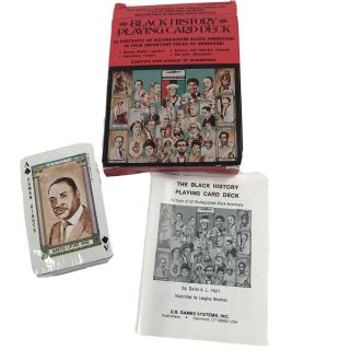 Vtg Black History Playing Cards With Biography Booklet 1977 Deck Open Box