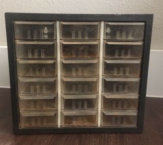 Vintage Compact Akro Mills Small Tool Metal Parts 18 Drawer Rusty Organizer