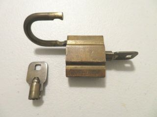 Dynalok Vintage American US Military Solid Brass Padlock & 2 Tube Keys 3