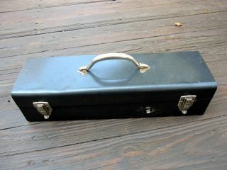 Vintage Metal Industrial Tool Box Storage With Removable Tray Insert Red 19 "