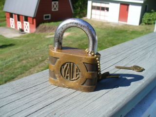 Vintage Antique Yale & Towne Brass Lock Padlock With Two Keys
