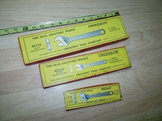 3 Vintage Crescent Tool Co.  Adjustable Wrench Boxes Only Ac 112 Ac 110 Ac16