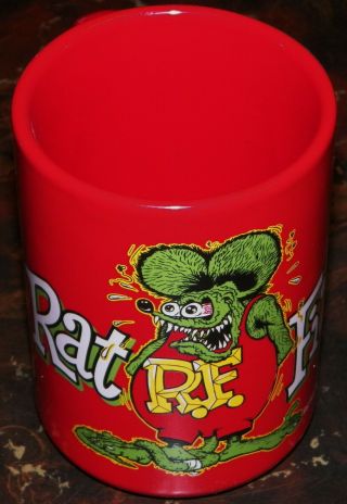 Nos Ed " Big Daddy " Roth " Rat Fink " Red Ceramic Coffee Mug/cup - - 4 1/2 " Tall