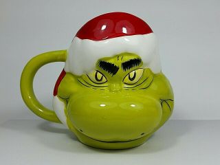 Dr.  Suess The Grinch Who Stole Christmas Ceramic 16oz Mug Santa Hat 3d