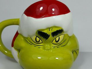 Dr.  Suess The Grinch Who Stole Christmas Ceramic 16oz Mug Santa Hat 3D 2