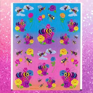 Vintage Lisa Frank Stickers - Bumble Bees And Flowers Rainbow Floral 90s Y2k