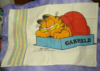 Vintage Garfield Double - Sided Pillowcase (standard Size) 1980 