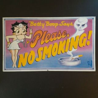 Betty Boop Says Please,  No Smoking Metal Tin Sign 1991 King Features Syndicate