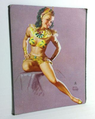 Pinup Girl 1940s Blotter Card Earl Moran Blonde Egyptian Revival Sexy Art Egypt 3