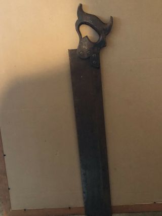 Vintage Rare Antique Warranted Superior Miter Saw Steel Back Saw (signage?)