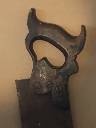 Vintage Rare Antique Warranted Superior Miter Saw Steel Back Saw (Signage?) 2