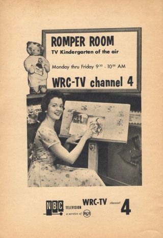 1955 Wrc Tv Ad Miss Jan Romper Room Tv Kindergarten Of The Air Washington D.  C.