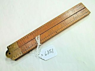 Vtg Stanley Rule & Level Co 24 " Wood And Brass Boxwood No.  61 Folding Rule,  Usa