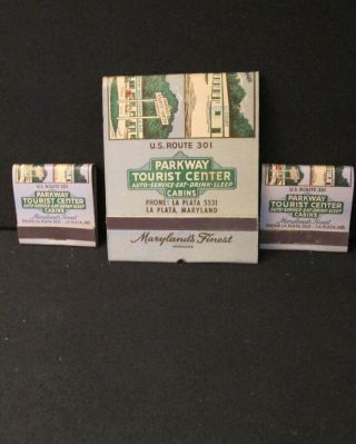 3 Matchbooks From The Parkway Tourist Center La Plata Md.