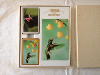 Congress Designer Series Bridge Playing Cards Boxed Set Hummingbirds
