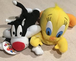 Sylvester The Cat With Tag Vintage Looney Tunes,  Tweety Bird Plush 7” Playbyplay