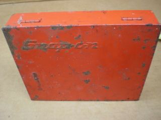 Vintage Snap - On Tools Kra - 128 Empty Red Metal Tool Box 8 X 6.  5 X 1.  5 " Usa Script