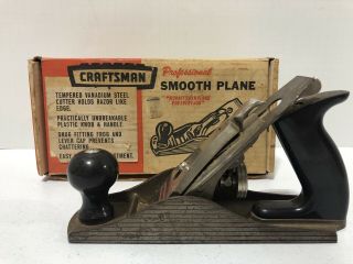 Vintage Craftsman Smooth Plane 619 - 37421 With Standard Cutter Box