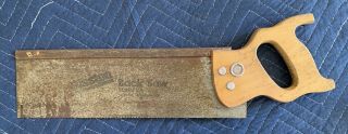 Vintage Disston Model K - 1,  14 " Blade,  12 Pti Back Saw,  Wooden Handle