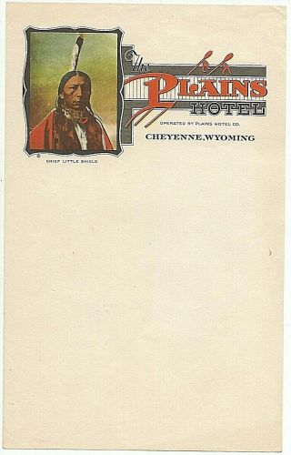 The Plains Hotel Stationery Advertising Letterhead Cheyenne,  Wyoming