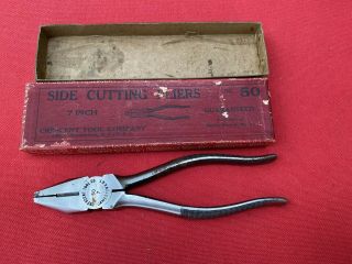 Vintage Nos Crescent Tool Co Jamestown Ny 50 - 7 Side Cutter Pliers W/orig Box