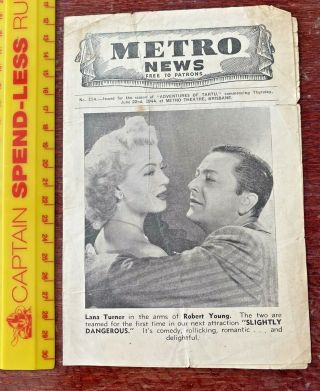 Vintage 1944 Metro Theatre Movie Brochure Lana Turner Robert Young,  Cry Havoc